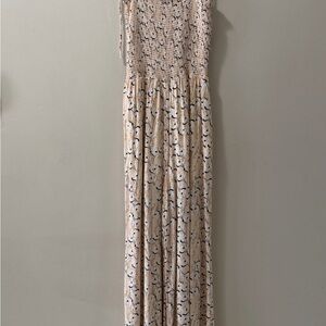 Vix Paula Hermanny Beige Floral Wide Leg Jumpsuit Size Small Petite